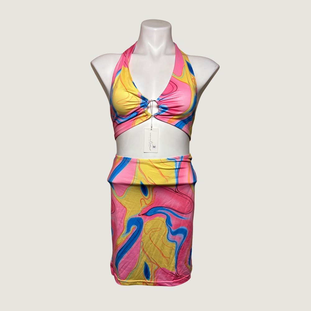 Generation Outcast Clothing Swirl Halter Top Mini Skirt Set #15